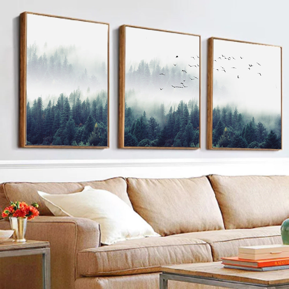 3-Piece Misty Forest Canvas Wall Art Set