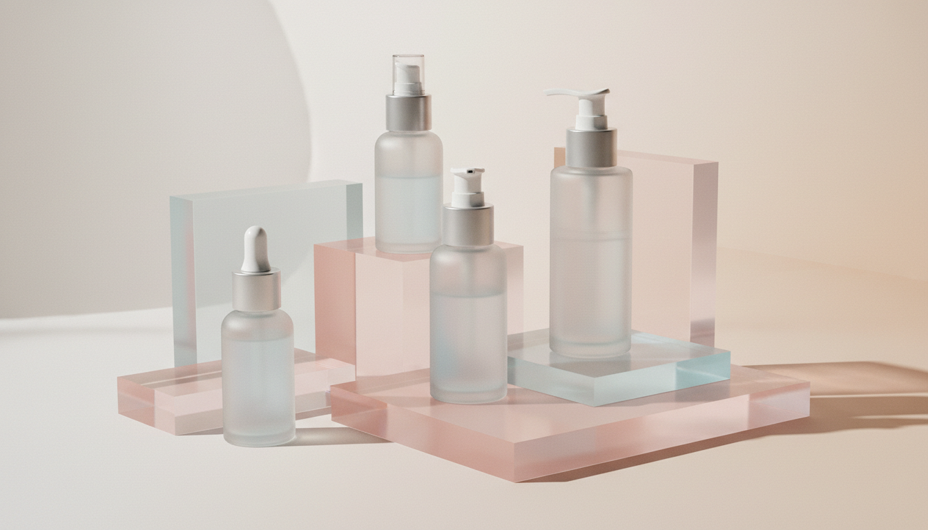Minimalist Frosted Glass Skincare Bottle Set