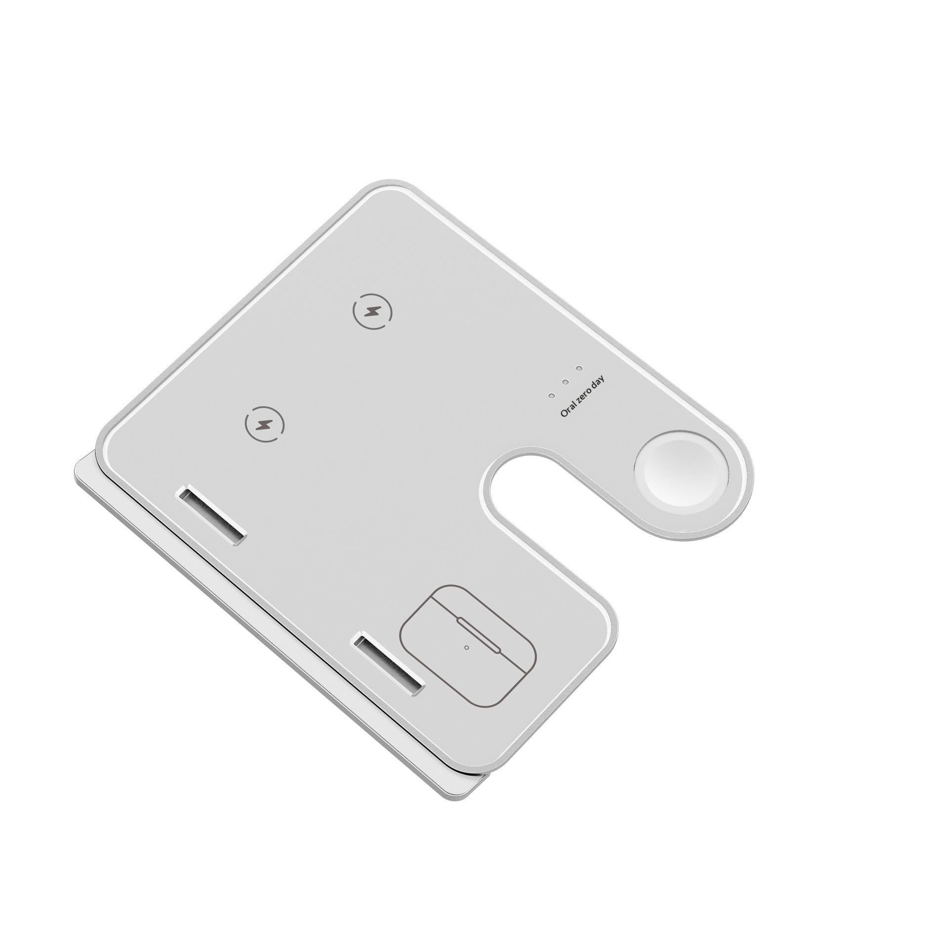 Magnetic 3-in-1 Wireless Charging Stand for iPhone, Apple Watch &amp; AirPods in sleek white design.