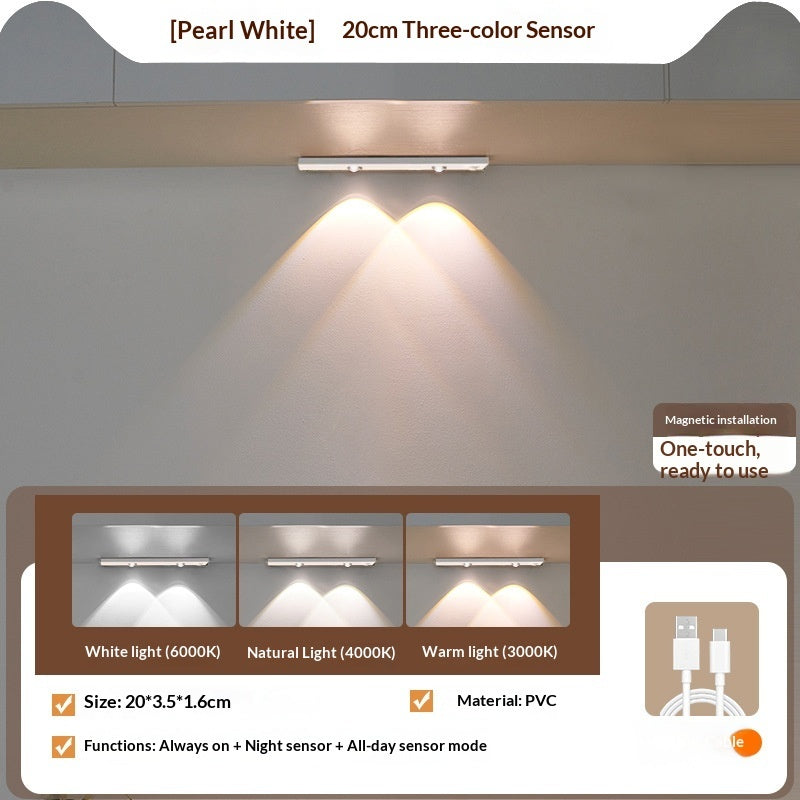 Smart LED Motion-Sensor Cabinet Light Strip – Auto On/Off, 3-Co