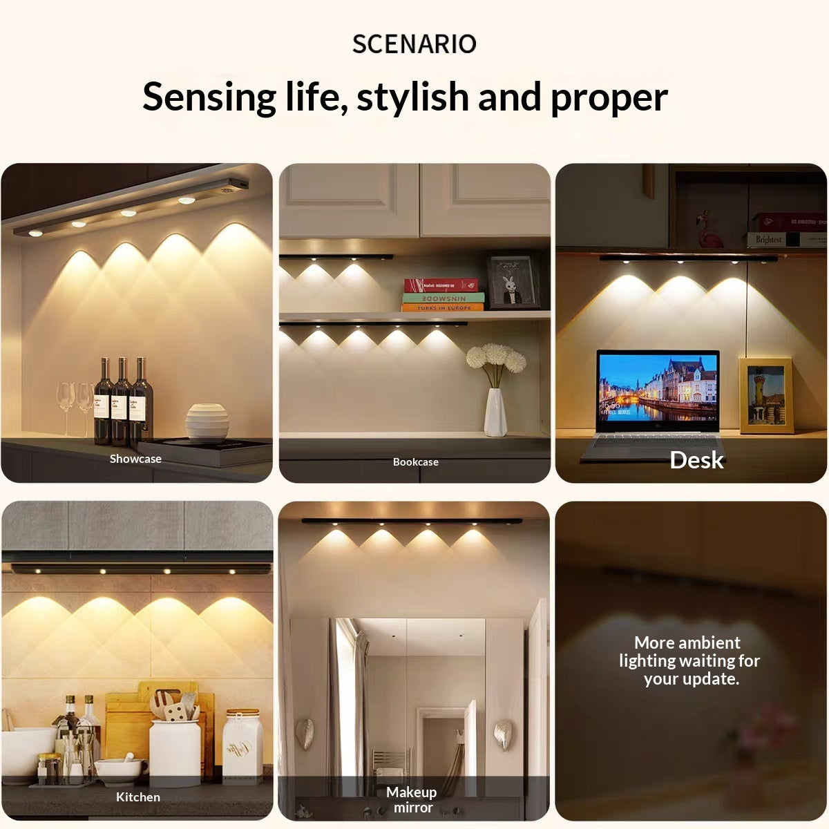 Smart LED Motion-Sensor Cabinet Light Strip – Auto On/Off, 3-Co