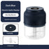 Electric Garlic Chopper in dark blue color, featuring one-key operation and two-blade head for efficient chopping.
