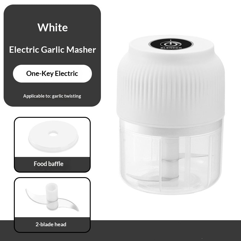 Electric Garlic Chopper - Mini Portable Food Processor with one-key electric control and two-blade head.