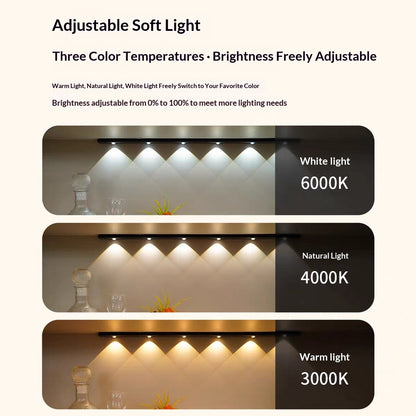 Smart LED Motion-Sensor Cabinet Light Strip with adjustable soft light and three color temperatures.
